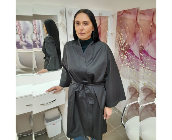 Изображение 2 Защитный халат-кимоно черный водонепроницаемый р. M-L Nibano 4904.BL-m-l, Размер: M-L, Цвет: черный