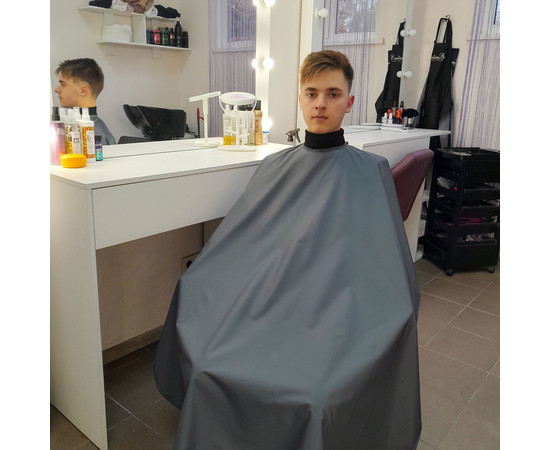 Зображення 2 Накидка перукарська темно-сіра (Кнопки) водостійка Nibano 4901.DG-0