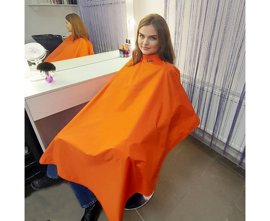 Зображення 2 Накидка перукарська помаранчева (Кнопки) водостійка Nibano 4901.OR-0