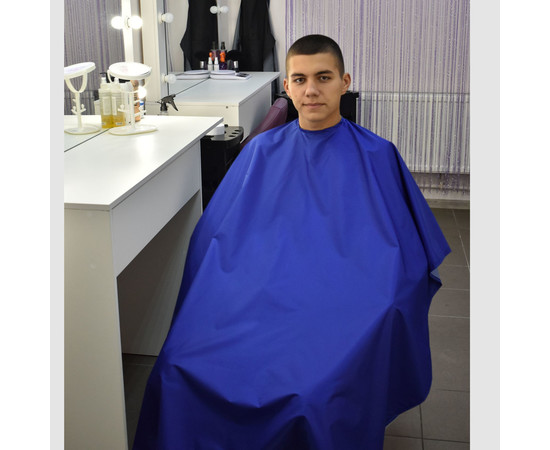 Зображення 2 Накидка перукарська синя (Кнопки) водостійка Nibano 4901.RB-0