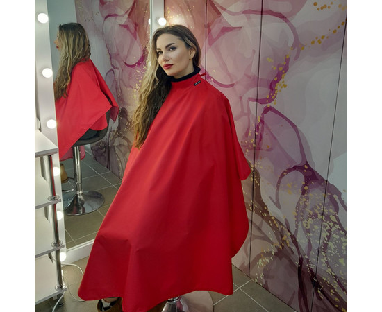 Зображення 2 Накидка перукарська червона (Кнопки) водостійка Nibano 4901.RE