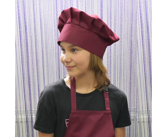 Зображення 2 Дитяча шапка шеф-кухаря бордова Nibano 6610.BU-0, Цвет: бордовий
