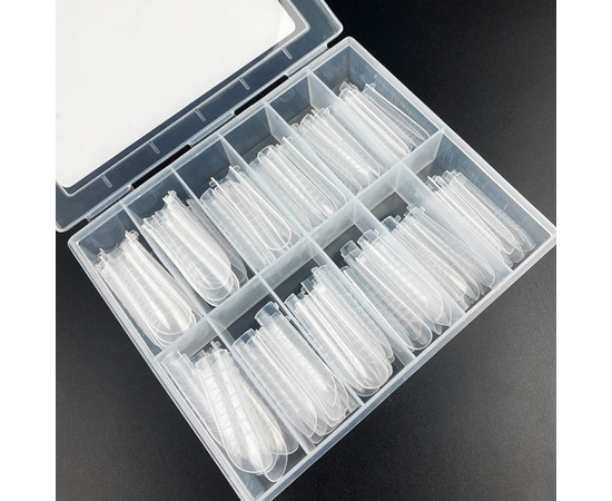 Изображение 3 Верхние формы для наращивания ногтей Roks PIPE, труба, с разметкой, прозрачные 120 шт