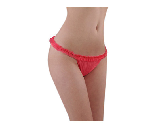 Зображення 2 Трусики-стрінги з рюшами Doily (50 шт\пачка) зі спанбонду жіночі, різні кольори