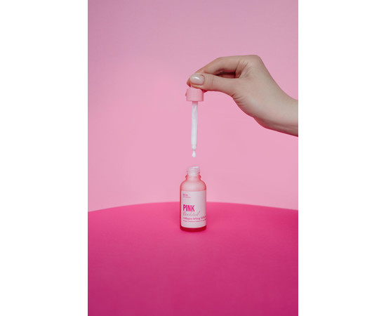Зображення 2 Сироватка для обличчя омолоджуюча з ліфтинг-ефектом Eco.prof.cosmetics Pink Cocktail Collagen Lifting Serum, 30 мл