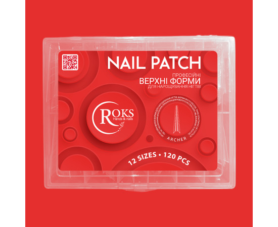 Зображення 2 Верхні форми для нарощування нігтів Roks ARCHER, арочний квадрат, з розміткою, прозорі 120 шт