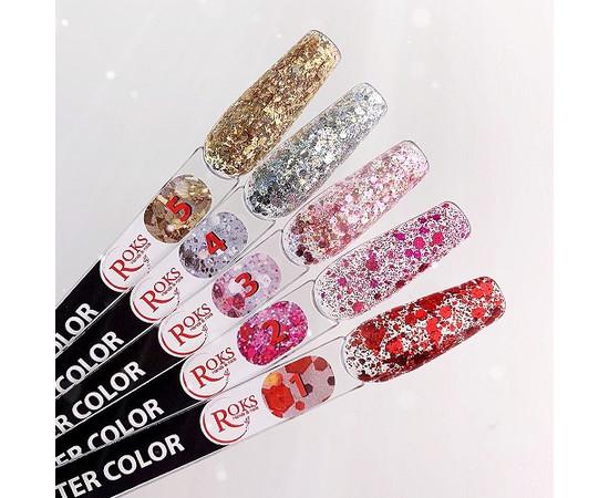 Зображення 2 Гель-лак для нігтів Roks Glitter Color №04, 5 мл, Об'єм (мл, г): 5, Колір: 004