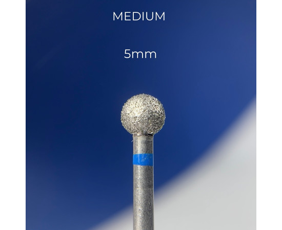 Зображення 2 Фреза алмазна Nails of the Day куля синя діаметр 5 мм / робоча частина 4.8 мм