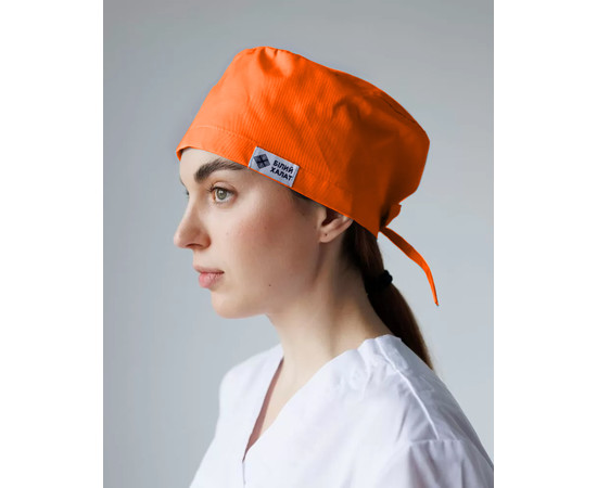 Изображение 2 Медицинская классическая шапочка на завязках оранжевая, "БЕЛЫЙ ХАЛАТ" 483-498-704, Цвет: оранжевый