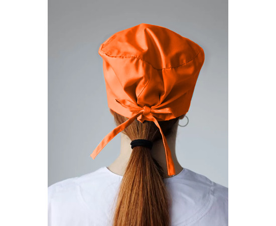 Изображение 3 Медицинская классическая шапочка на завязках оранжевая, "БЕЛЫЙ ХАЛАТ" 483-498-704, Цвет: оранжевый