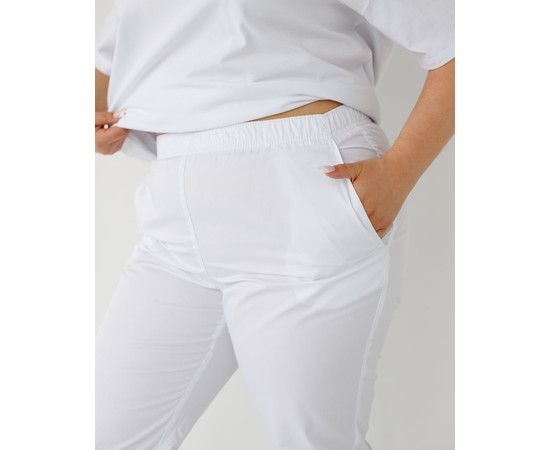 Изображение 4 Медицинские брюки женские джоггеры белые +SIZE р. 58, "БЕЛЫЙ ХАЛАТ" 484-324-758, Размер: 58, Цвет: белый