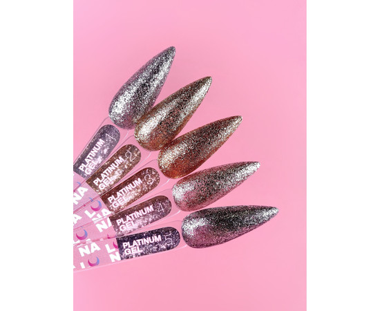 Зображення 5 Гель з блискітками для нігтів LUNAMoon Platinum Gel №2, 5 мл, Об'єм (мл, г): 5, Колір: 02