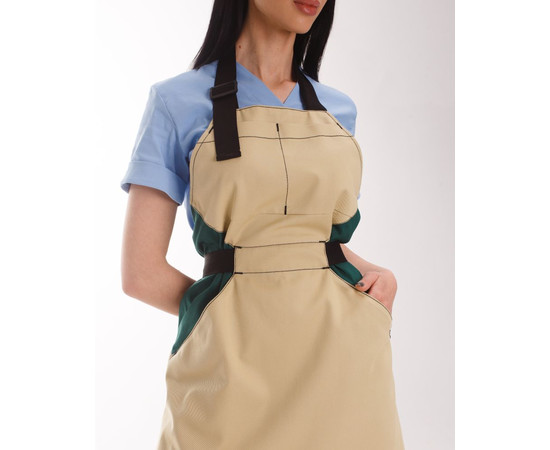 Зображення 4 Професійний водовідштовхувальний фартух Сицилія бежево-зелений, "БІЛИЙ ХАЛАТ" 173-367-911