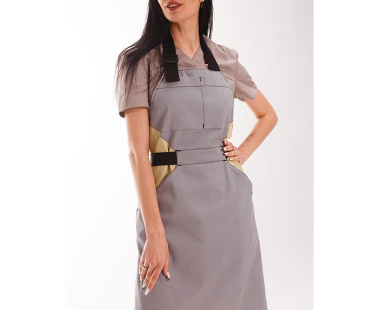 Изображение 3 Профессиональный водоотталкивающий фартук Сицилия серо-бежевый, "БЕЛЫЙ ХАЛАТ" 173-497-911