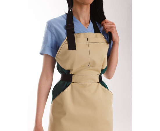 Зображення 7 Професійний водовідштовхувальний фартух Сицилія бежево-зелений, "БІЛИЙ ХАЛАТ" 173-367-911