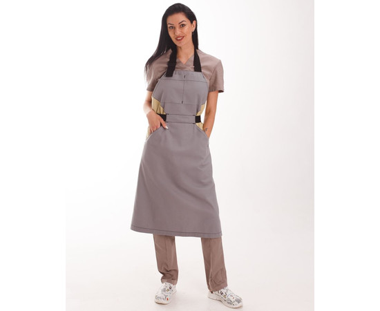 Изображение 7 Профессиональный водоотталкивающий фартук Сицилия серо-бежевый, "БЕЛЫЙ ХАЛАТ" 173-497-911