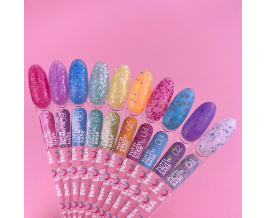 Зображення 2 Камуфлююча база для гель-лаку LUNAMoon Tutti Frutti Base №1, 13 мл, Об'єм (мл, г): 13, Колір: 01