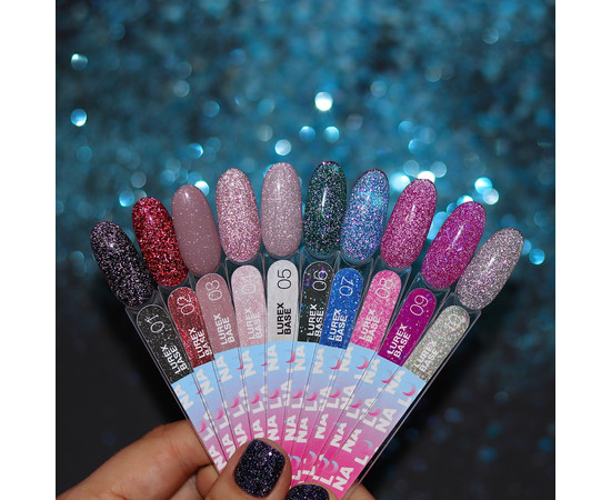 Зображення 3 Камуфлююча база для гель-лаку LUNAMoon Lurex Base №2, 13 мл, Об'єм (мл, г): 13, Колір: 02