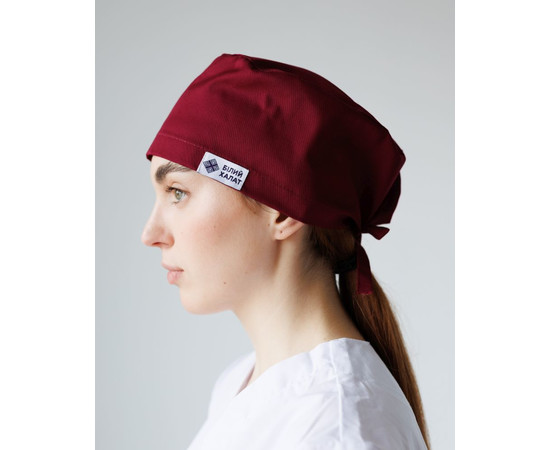 Зображення 2 Медична класична шапочка на зав'язках марсала, "БІЛИЙ ХАЛАТ" 169-326-704, Цвет: марсала