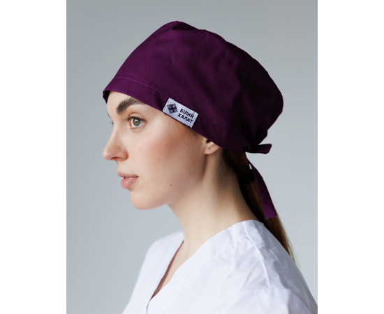 Зображення 2 Медична класична шапочка на зав'язках фіолетова, "БІЛИЙ ХАЛАТ" 169-335-704, Цвет: фиолетовый