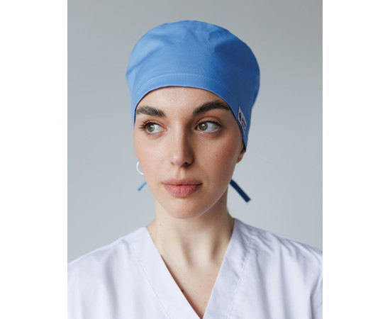 Зображення 3 Медична класична шапочка на зав'язках блакитна, "БІЛИЙ ХАЛАТ" 483-508-704, Цвет: блакитний
