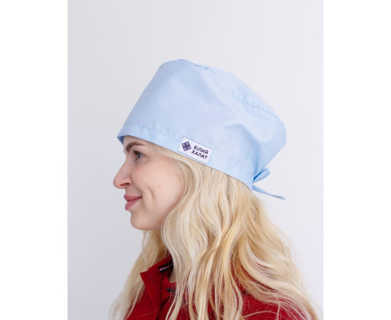 Изображение 2 Медицинская классическая шапочка на завязках лазурная, "БЕЛЫЙ ХАЛАТ" 449-462-704, Цвет: лазурный