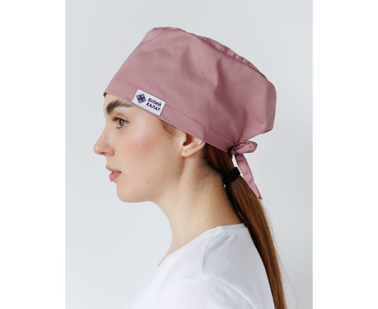 Изображение 2 Медицинская классическая шапочка на завязках пепельно-розовая, "БЕЛЫЙ ХАЛАТ" 483-429-704, Цвет: пепельно-розовый
