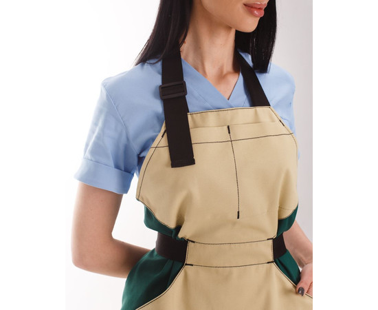 Зображення 5 Професійний водовідштовхувальний фартух Сицилія бежево-зелений, "БІЛИЙ ХАЛАТ" 173-367-911