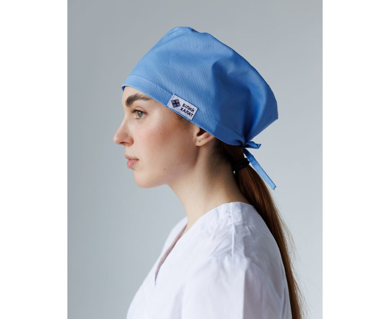 Зображення 2 Медична класична шапочка на зав'язках блакитна, "БІЛИЙ ХАЛАТ" 483-508-704, Цвет: блакитний