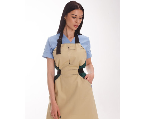 Зображення 3 Професійний водовідштовхувальний фартух Сицилія бежево-зелений, "БІЛИЙ ХАЛАТ" 173-367-911