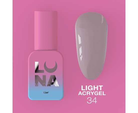 Зображення 6 Рідкий гель моделюючий для нігтів LUNAMoon Light Acrygel №34, 13 мл, Об'єм (мл, г): 13, Колір: 34