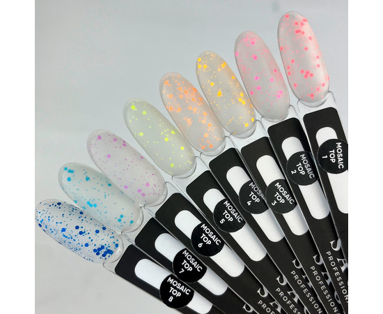 Зображення 4 Матовий топ без липкого шару з каміфубуками Saga Mosaic №07 блакитний, 9 мл, Об'єм (мл, г): 9, Колір: 07