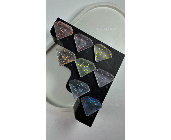 Зображення 3 Матовий топ без липкого шару з каміфубуками Saga Mosaic №07 блакитний, 9 мл, Об'єм (мл, г): 9, Колір: 07