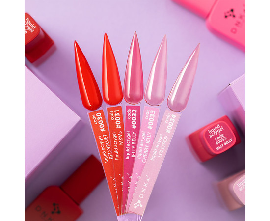Зображення 2 Гель для нігтів DNKa Liquid Acrygel №0033 Cherry Jelly, 12 мл, Об'єм (мл, г): 12, Колір: 0033