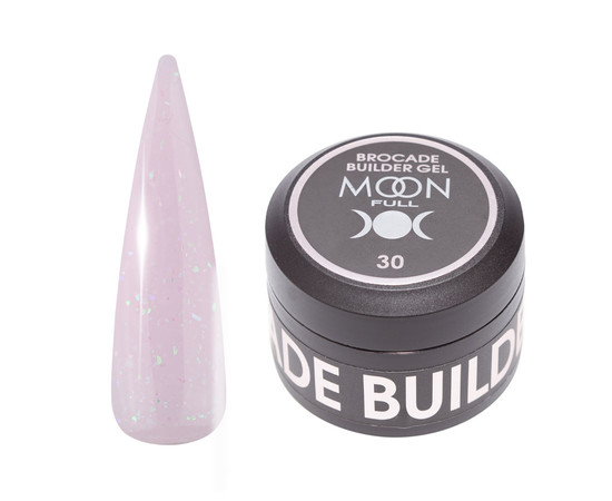 Зображення  Гель для нарощування нігтів Moon Full Brocade Builder Gel №30 з поталлю, 30 мл, Об'єм (мл, г): 30, Колір: 30