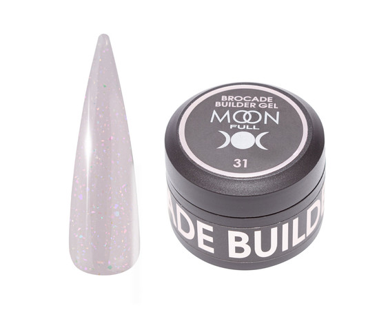 Зображення  Гель для нарощування нігтів Moon Full Brocade Builder Gel №31 з поталлю, 30 мл, Об'єм (мл, г): 30, Колір: 31