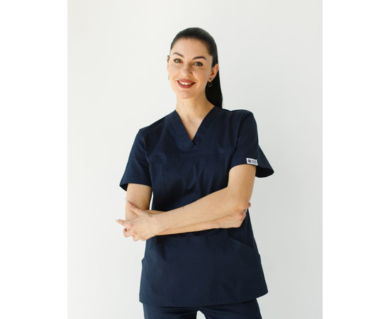 Изображение 3 Медицинский костюм женский Топаз темно-синий р. 52, "БЕЛЫЙ ХАЛАТ" 488-406-705, Размер: 52, Цвет: темно-синий