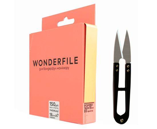 Зображення 2 Файл-стрічка для пилки Wonderfile in white (160х18 мм 150 грит 7 метрів) + ножиці