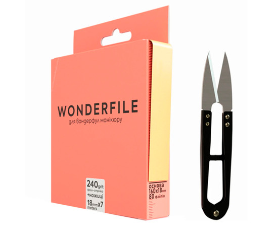 Зображення 2 Файл-стрічка для пилки Wonderfile in white (160х18 мм 240 грит 7 метрів) + ножиці