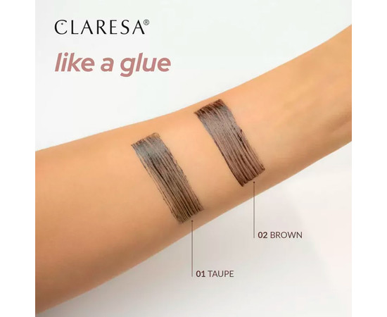 Изображение 2 Гель для укладки бровей Claresa Like A Glue Lamination Effect 01 taupe, 8 г, Объем (мл, г): 8, Цвет: 01