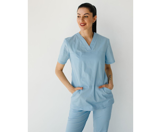Зображення 3 Медичний костюм жіночий Топаз лазуровий р. 46, "БІЛИЙ ХАЛАТ" 488-333-708, Розмір: 46, Цвет: лазурный