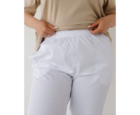 Зображення 3 Медичні штани жіночі джогери білі +SIZE р. 56, "БІЛИЙ ХАЛАТ" 484-324-758, Розмір: 56, Цвет: білий