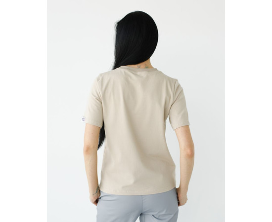 Изображение 3 Медицинская базовая футболка женская бежевая р. M, "БЕЛЫЙ ХАЛАТ" 498-454-924, Размер: M, Цвет: бежевый