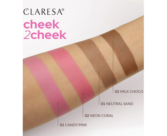 Зображення 2 Бронзер для обличчя у стіку Claresa Cheek2Cheek Contour Stick 02 milk choco, 6 г, Об'єм (мл, г): 6, Колір: 02