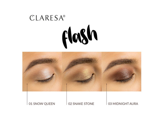 Изображение 5 Блестящие тени для век Claresa Flash Eyeshadow 03 Midnight Aura, 3 г, Объем (мл, г): 3, Цвет: 03