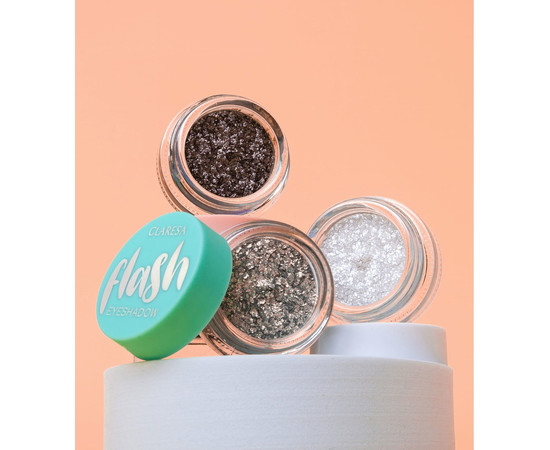 Зображення 3 Блискучі тіні для повік Claresa Flash Eyeshadow 01 Snow Queen, 3 г, Об'єм (мл, г): 3, Колір: 01