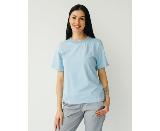 Изображение 2 Медицинская базовая футболка женская голубая р. L, "БЕЛЫЙ ХАЛАТ" 498-333-924, Размер: L, Цвет: голубой