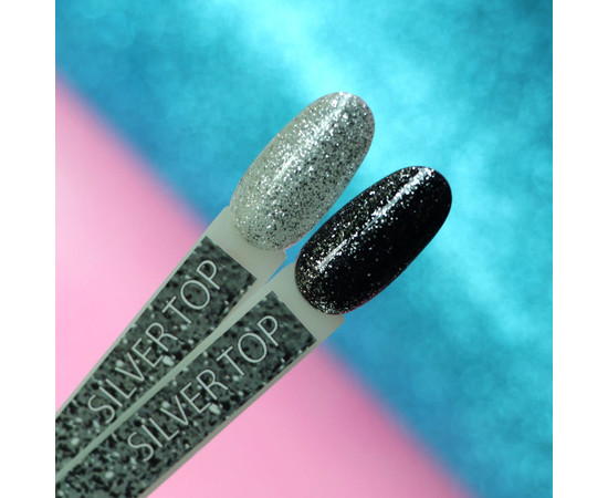 Изображение 2 Kira Nails No Wipe Silver Top – топ без липкого слоя с серебром, 6 мл
