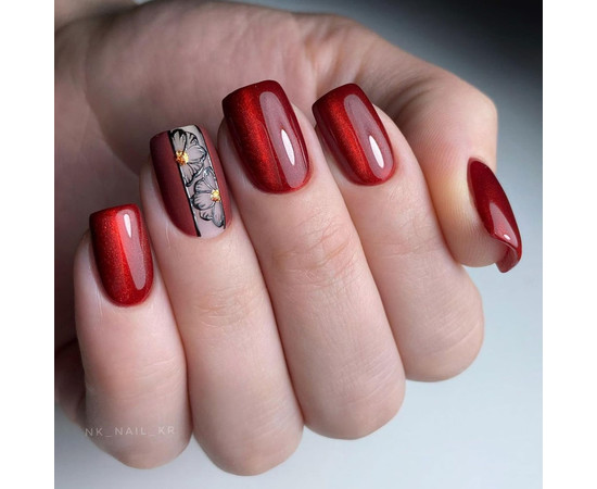 Изображение 5 Гель-лак Kira Nails Cat Eye №001 (красно-коралловый, магнитный), 6 мл, Объем (мл, г): 6, Цвет: 001