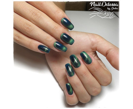 Зображення 5 Гель-лак Kira Nails Cat Eye №005 (синьо-зелений, магнітний), 6 мл, Об'єм (мл, г): 6, Колір: 005